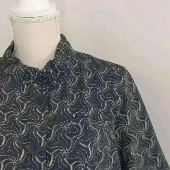 XL CJ Banks Women's 3/4 Sleeve Abstract Button Up Jacket 100% Cotton - Picture 8 of 13